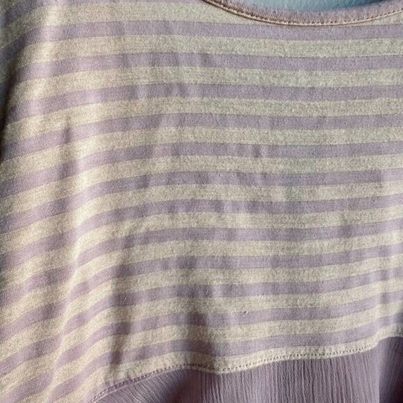 Free People Striped Tank Pink Purple XS Flowey Lightweight Sheer Flare Waist - Picture 4 of 6
